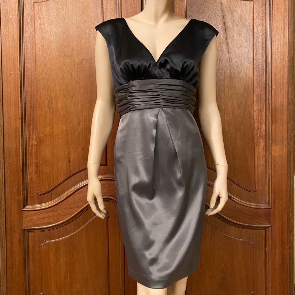 Satin Dress Black & Grey Max & Cleo Cocktail Dress Size 4